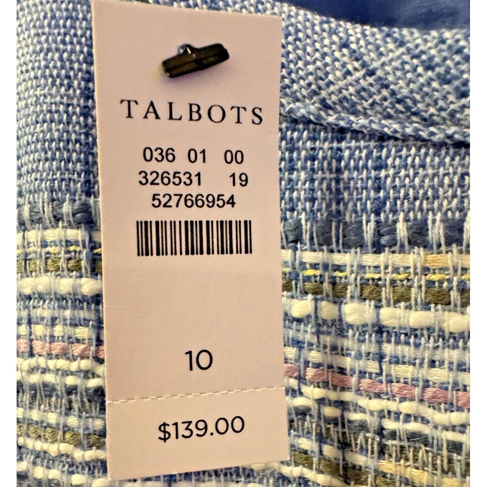 Talbots NWT Dress Sz 10 Blue Stripe Sleeveless A-Line Knee Length Classic Chic - Picture 5 of 11
